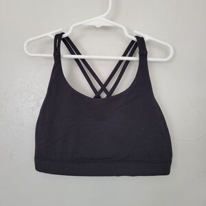 Athleta Girl XL 14 Black Strappy Back Sports Bra Athletic Activewear Athleisure